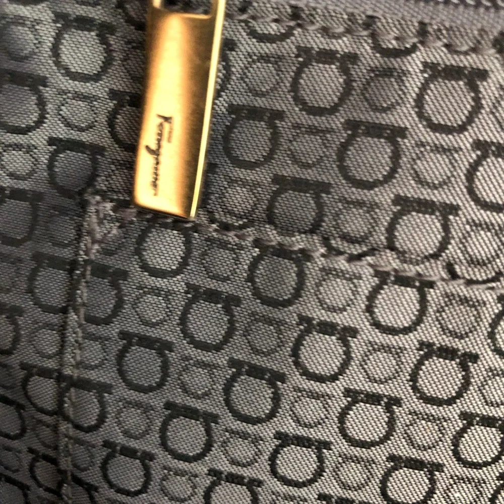 Salvatore Ferragamo Black Suede and Leather Shoulder Bag